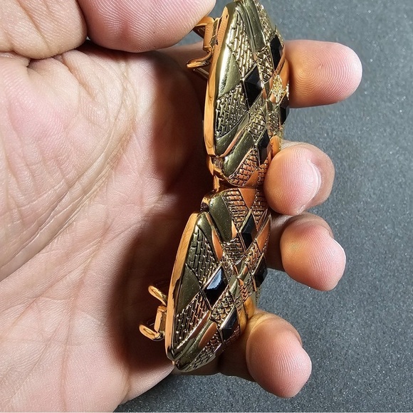 Vintage Douglass Paquette Double Square Gold Tone Jeweld Ornate Belt Buckle - Picture 6 of 12